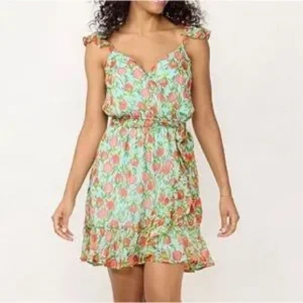 LC Lauren Conrad Mint Green Floral Ruffle Sundress